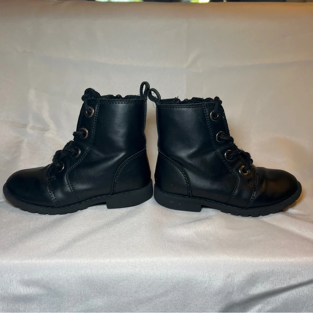 Old Navy Black Toddler Girl Size 8 Combat Boots‎ Lace Up Zipper